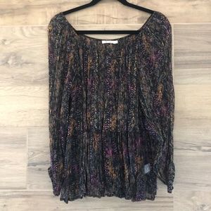 Mes Demoiselles Katarina Ruffled Floral Sheer Blouse